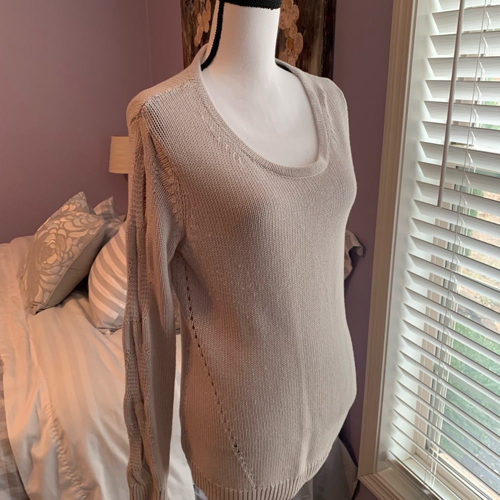 Harper Lane Cotton/Acrylic Scoop Neck Sweater with Sleeve Cutouts Large